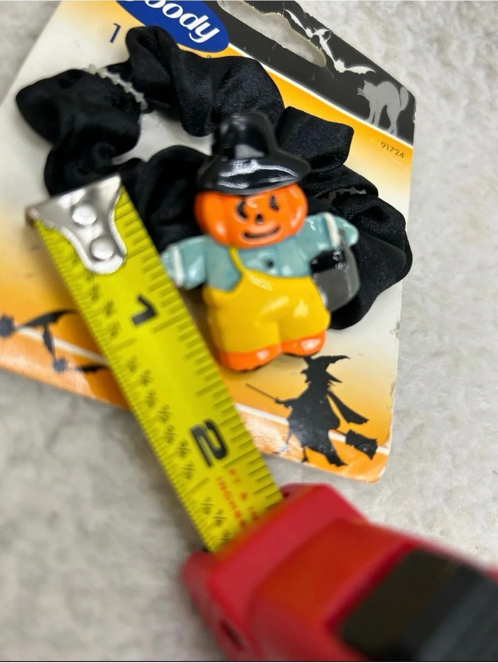 Vintage 2003 Goody Girls Halloween Pumpkin Scrunchie Black Hair Tie #91724